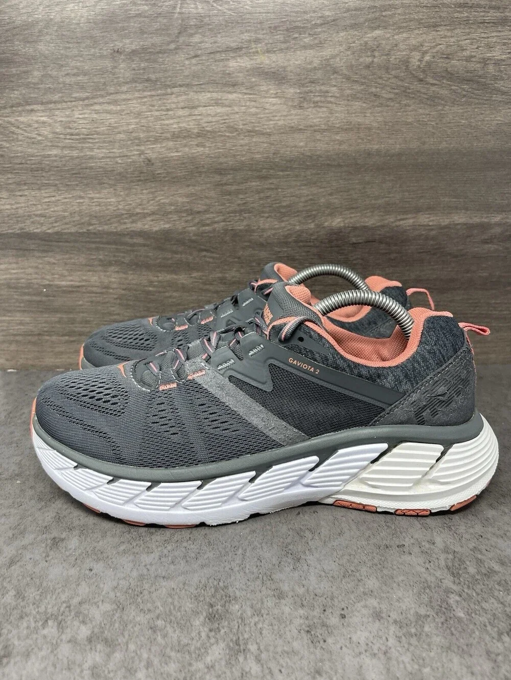 HOKA Gaviota 2 Wide Gray Coral Size 9.5 Womens Stability Running Shoes Sneakers